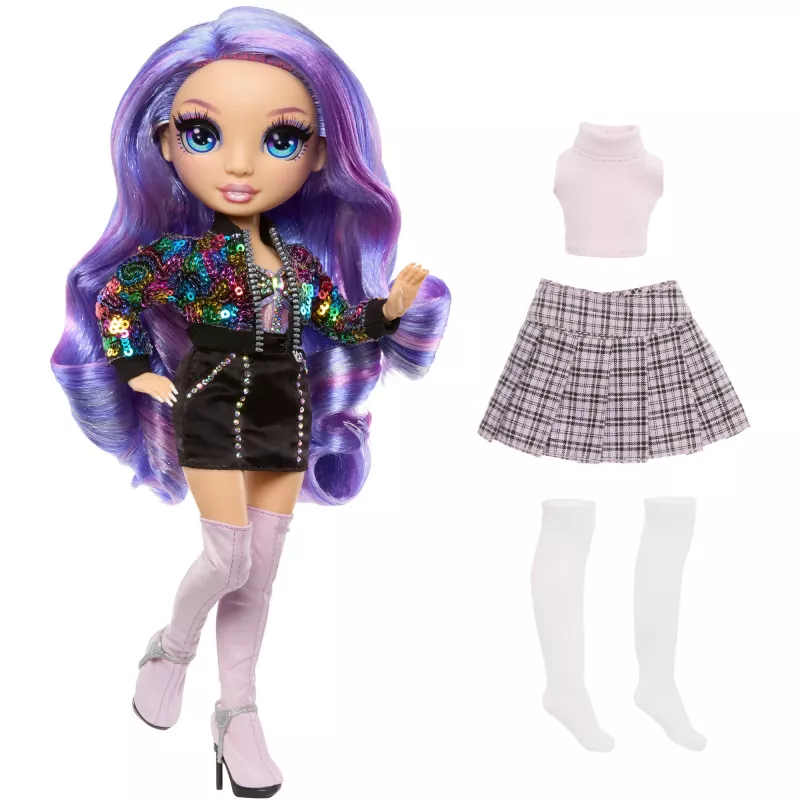 MGA Rainbow High Violet Willow bambola fashion con 2 outfit e accessori