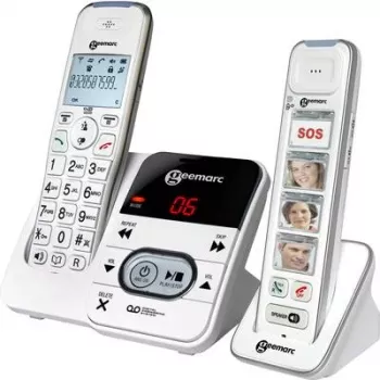 Geemarc PACK Mobility 295 Telefono cordless per anziani con segreteria telefonica, tasti foto, display retroilluminato, bianco