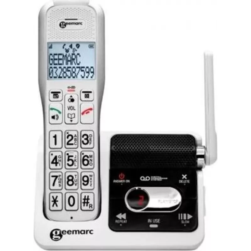 Geemarc AmpliDECT 595 ULE Telefono cordless con segreteria telefonica, bianco