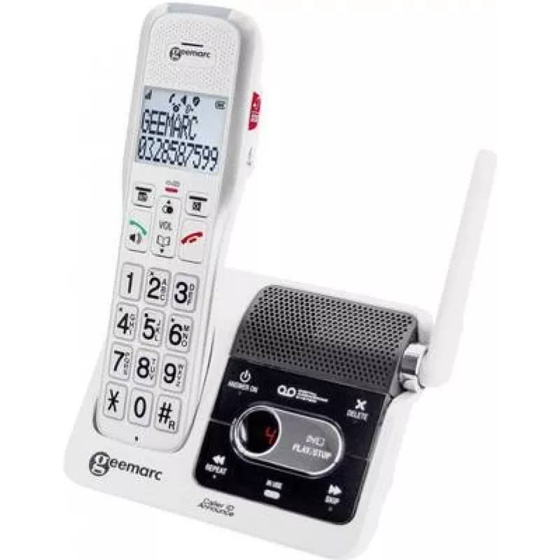 Geemarc AmpliDECT 595 ULE Telefono cordless con segreteria telefonica, bianco