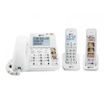 Geemarc Pack SENIOR 295 Telefono per anziani con filo e cordless con segreteria telefonica, tasti foto, cornetta cordless con display illuminato, bianco