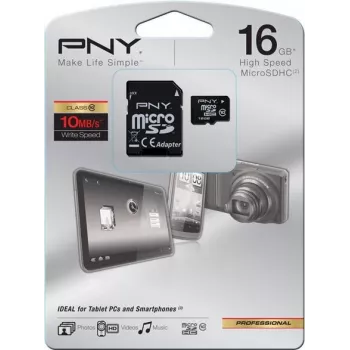PNY Technologies HP Scheda microSDHC High Performance 16 GB Class 10 U1 con adattatore SD