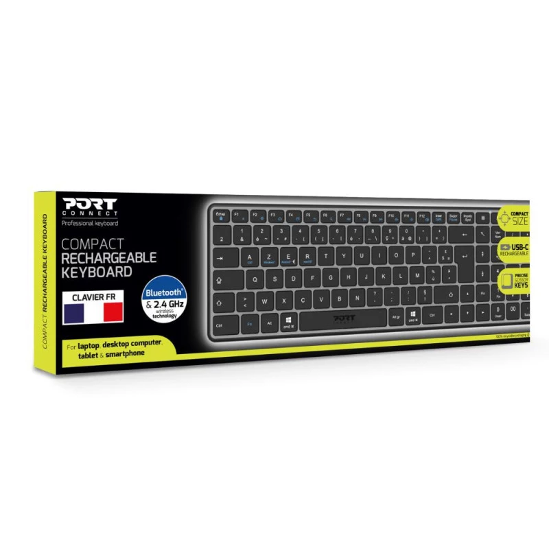 PORT Designs FR - tastiera Compact Pro ricaricabile Bluetooth AZERTY nero