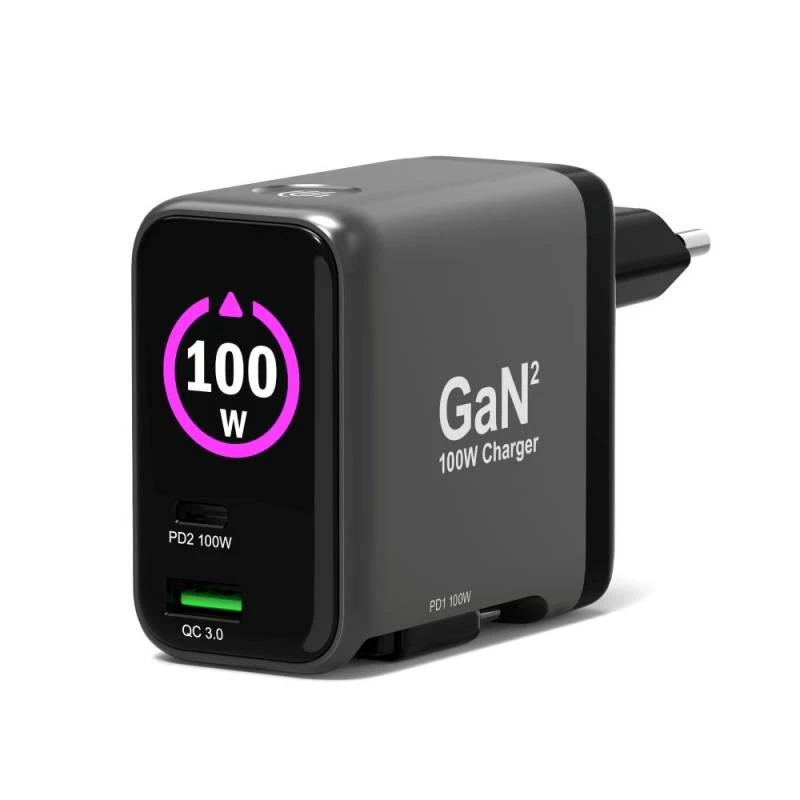 PORT Designs caricabatterie da parete Type-C PD 100W GaN OLED PD 3.0 cavo Type-C retrattile - EU