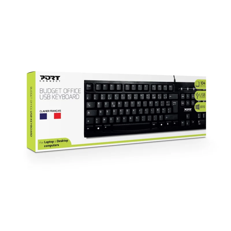 PORT Designs PORT OFFICE tastiera - USB - AZERTY - layout francese - nero