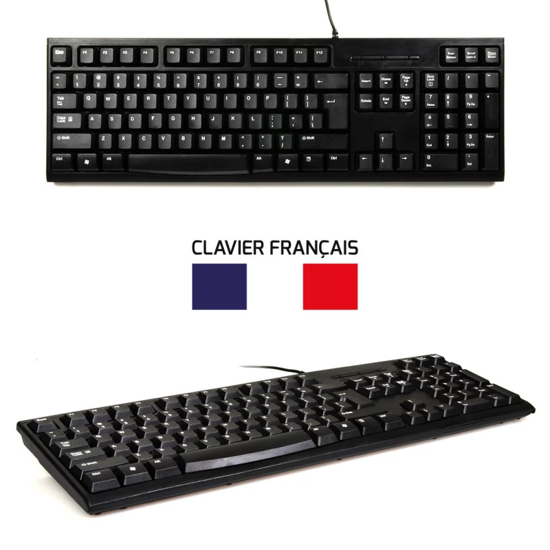 PORT Designs 900900 combo tastiera e mouse USB cablati full-size, layout AZERTY, nero