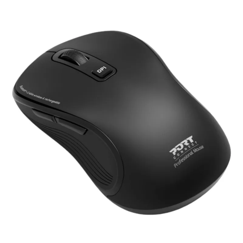 PORT Designs PORT Connect Professional ESSENTIAL mouse ottico wireless - 5 tasti - 2,4 GHz, Bluetooth - ricevitore USB - nero