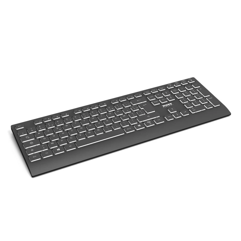 PORT Designs tastiera wireless ricaricabile illuminata - layout francese AZERTY - nera