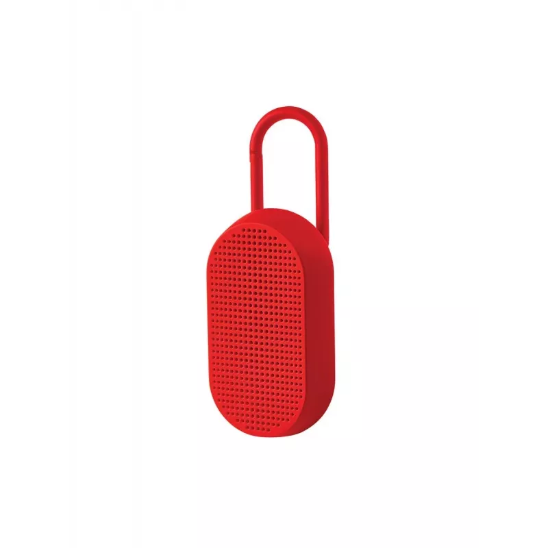 Lexon Mino T speaker Bluetooth portatile con base e moschettone, rosso