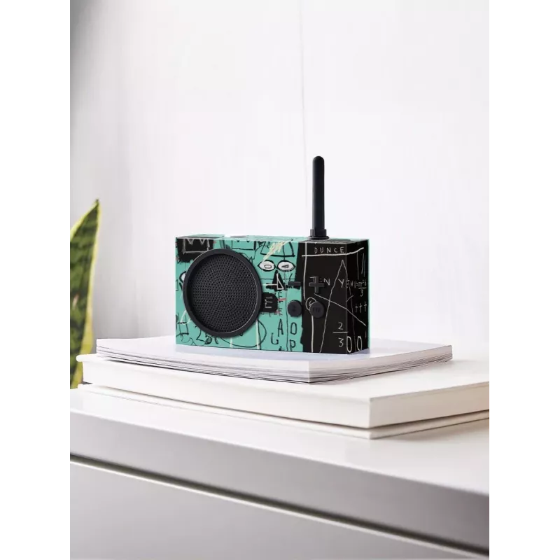 Lexon Tykho 3 X JMB Radio Bluetooth Radio FM portatile con opera d'arte di Basquiat nero