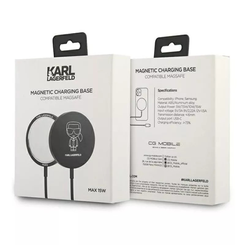 Karl Lagerfeld caricabatterie wireless compatibile MagSafe 15W nero