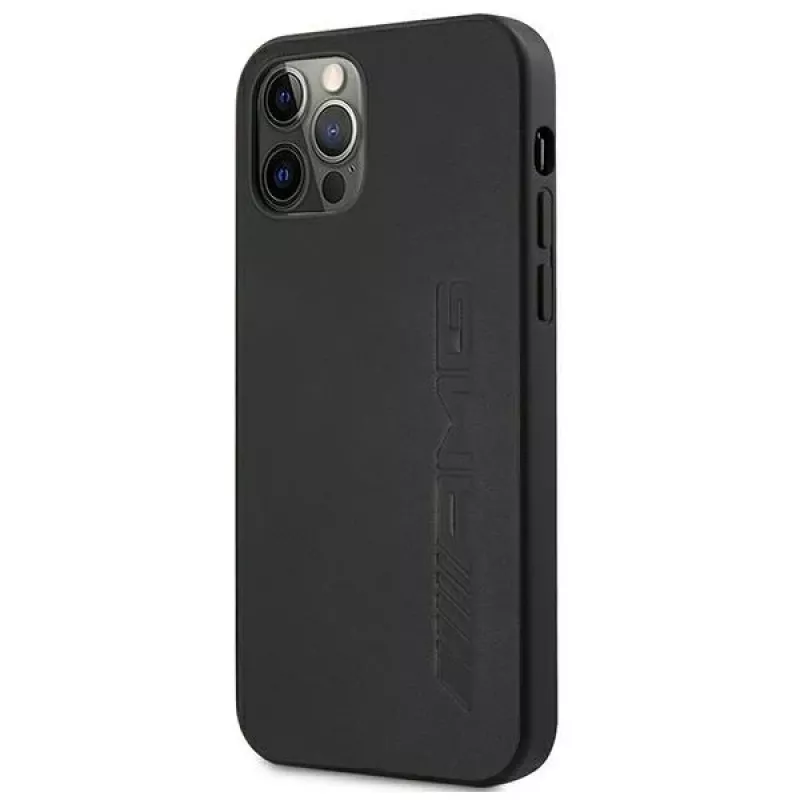 AMG Hardcase Custodia in pelle con stampa a caldo per Apple iPhone 12 Pro Max 6,7 pollici nero