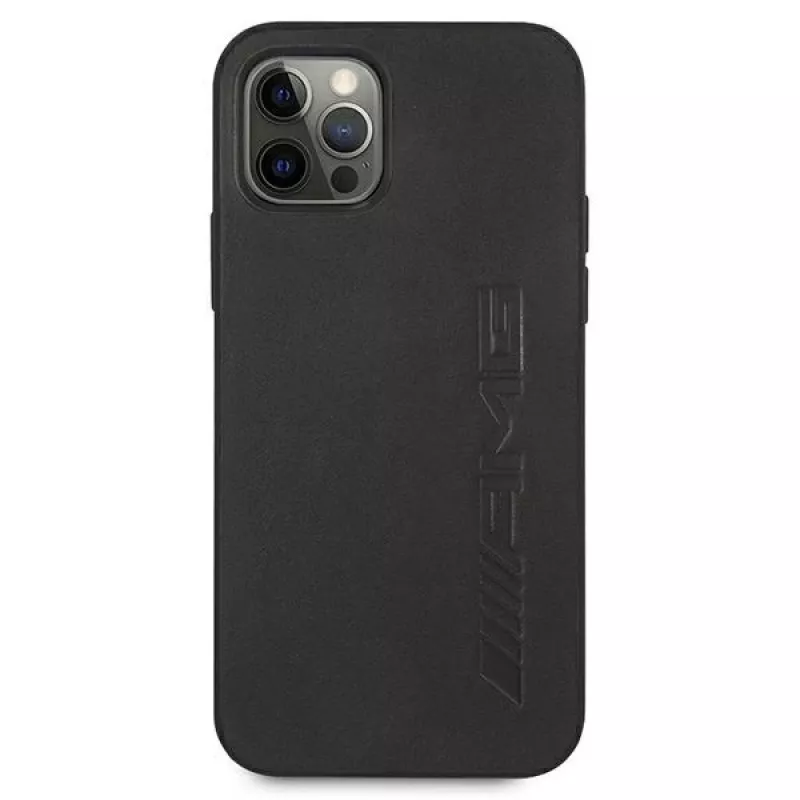 AMG Hardcase Custodia in pelle con stampa a caldo per Apple iPhone 12 Pro Max 6,7 pollici nero