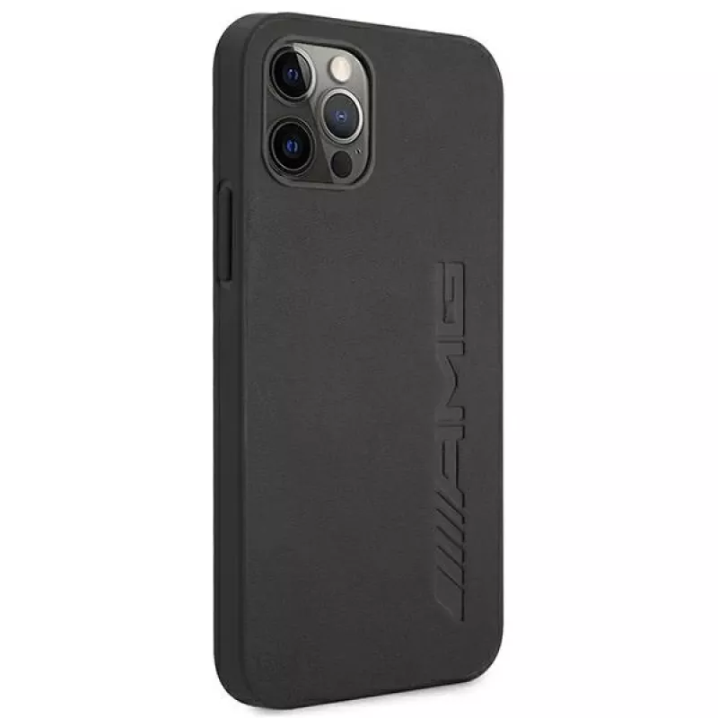 AMG Hardcase Custodia in pelle con stampa a caldo per Apple iPhone 12 Pro Max 6,7 pollici nero