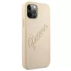 Guess Saffiano Vintage Script Custodia rigida per Apple iPhone 12 Pro Max 6,7 pollici - oro