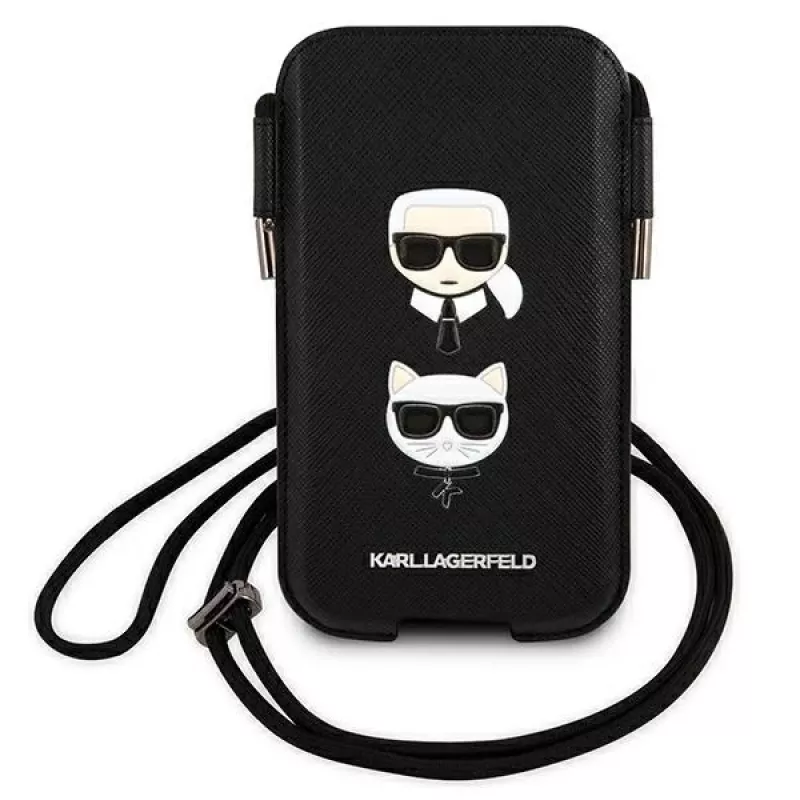 Karl Lagerfeld Ikonik Karl & Choupette Head Custodia rigida per iPhone 12 / 12 Pro 6,1 pollici - nero