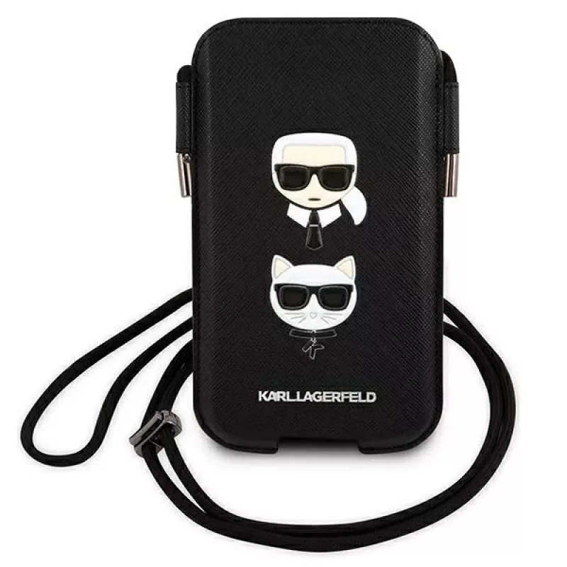 Karl Lagerfeld Ikonik Karl & Choupette Head Saffiano Custodia rigida per Apple iPhone 12 Pro Max 6,7 pollici nero