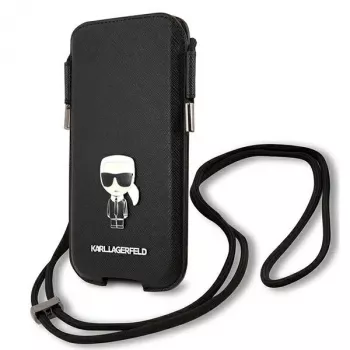 Karl Lagerfeld Saffiano Ikonik Karl Custodia rigida per iPhone 12/12 Pro 6,1 pollici - nero