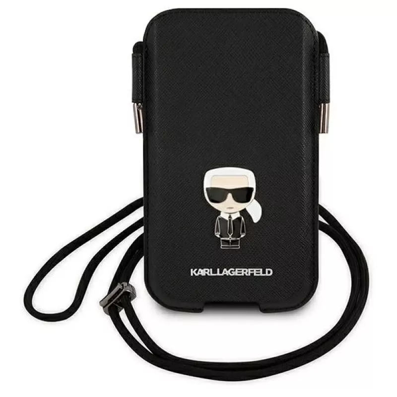 Karl Lagerfeld Saffiano Ikonik Karl Custodia rigida per iPhone 12/12 Pro 6,1 pollici - nero