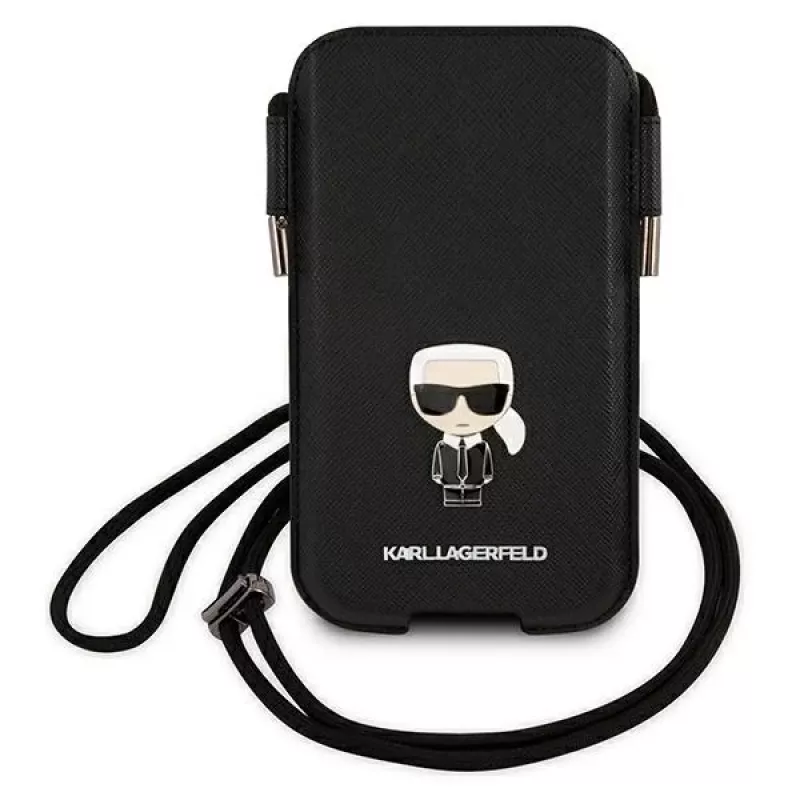 Karl Lagerfeld Saffiano Ikonik Hard Case per Apple iPhone 12 Pro Max, nero