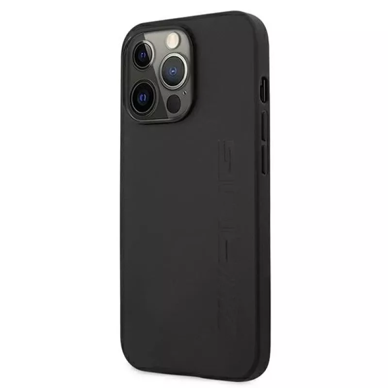 AMG AMHCP13LDOLBK Custodia rigida per iPhone 13 Pro in pelle con stampa a caldo nero