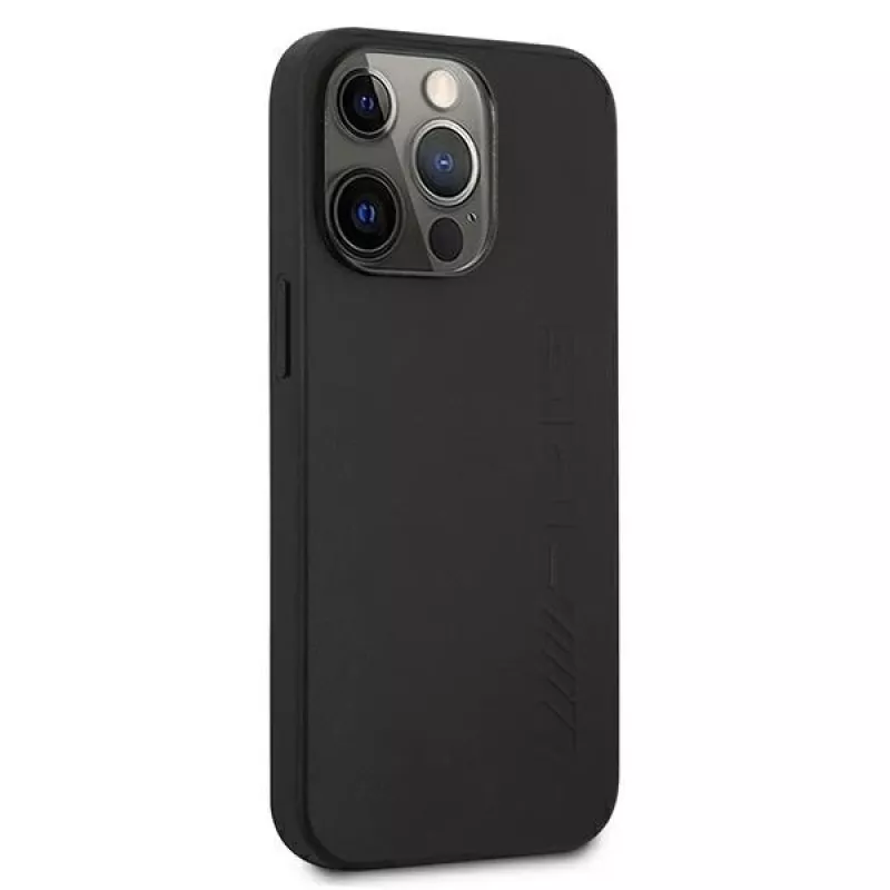 AMG AMHCP13LDOLBK Custodia rigida per iPhone 13 Pro in pelle con stampa a caldo nero