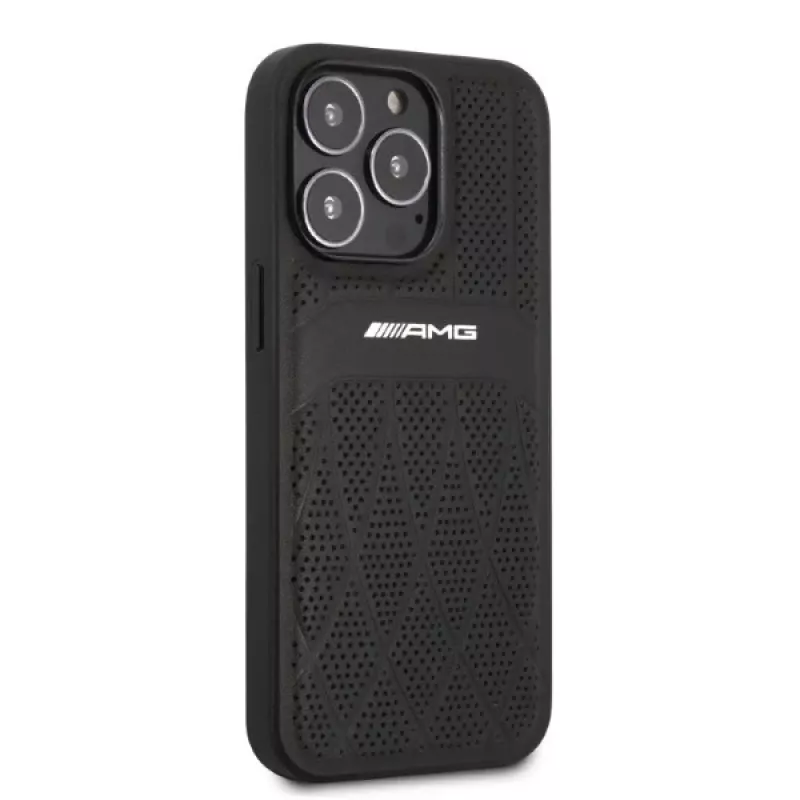 AMG AMHCP13LOSDBK iPhone 13 Pro hardcase in pelle Curved Lines nero