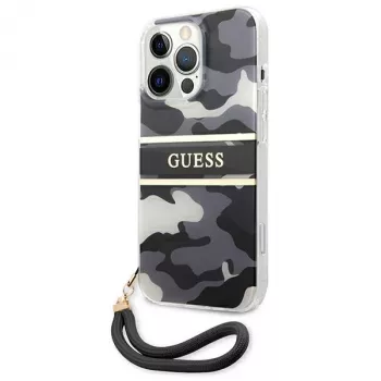 Guess GUHCP13LKCABBK Custodia rigida per iPhone 13 Pro / 13 6,1 pollici nero Camo Strap Collection