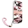 Guess GUHCP13MKCABPI Custodia rigida per iPhone 13 / 14 / 15 6,1 pollici rosa Camo Strap Collection