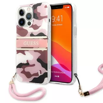 Guess Camo Strap Collection Hard Case per Apple iPhone 13 Pro / iPhone 13, rosa