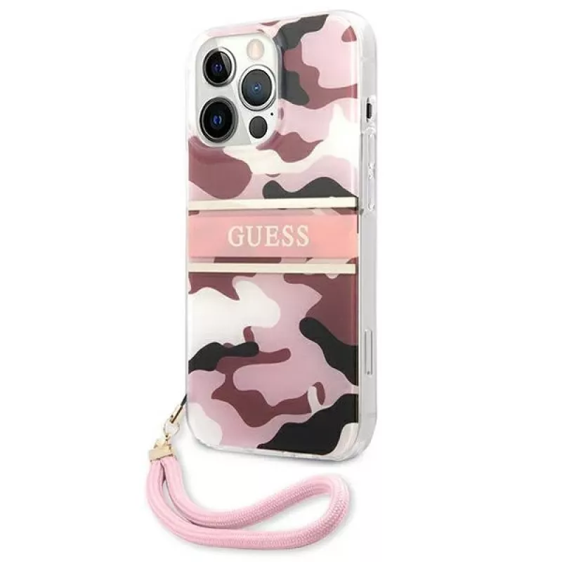 Guess Camo Strap Collection Hard Case per Apple iPhone 13 Pro / iPhone 13, rosa