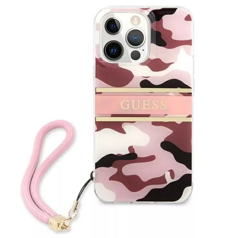 Guess Camo Strap Collection Hard Case per Apple iPhone 13 Pro / iPhone 13, rosa