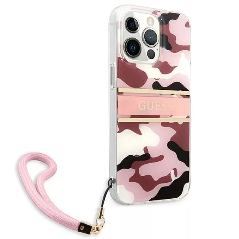Guess Camo Strap Collection Hard Case per Apple iPhone 13 Pro / iPhone 13, rosa
