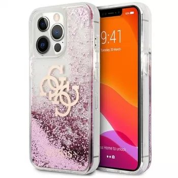Guess GUHCP13XLG4GPI Custodia rigida per Apple iPhone 13 Pro Max 6,7 pollici rosa Liquid Glitter 4G Big