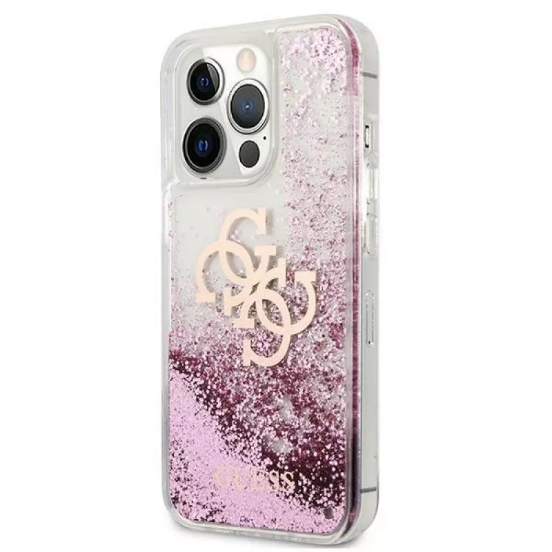 Guess GUHCP13XLG4GPI Custodia rigida per Apple iPhone 13 Pro Max 6,7 pollici rosa Liquid Glitter 4G Big