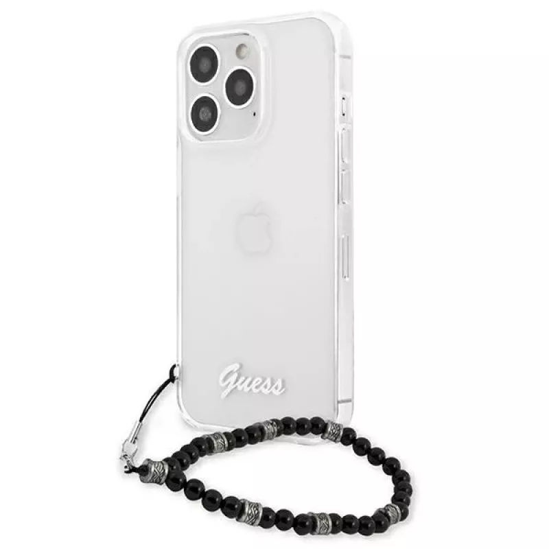 Guess GUHCP13XKPSBK Custodia rigida trasparente Black Pearl per iPhone 13 Pro Max 6,7
