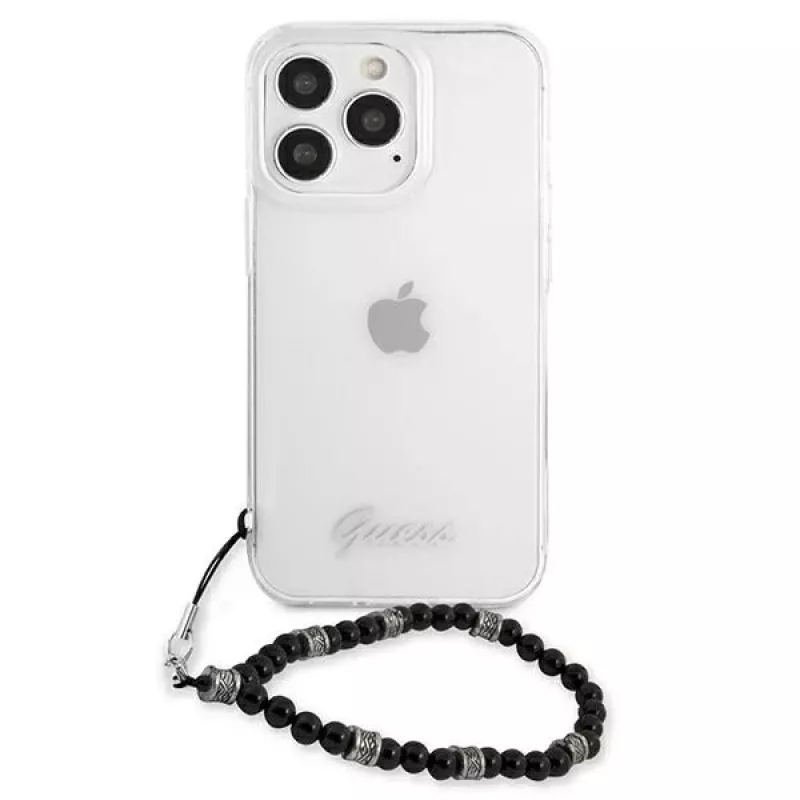 Guess GUHCP13XKPSBK Custodia rigida trasparente Black Pearl per iPhone 13 Pro Max 6,7