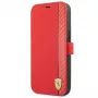Ferrari FESAXFLBKP13SRE On Track Carbon Stripe Book Case per iPhone 13 mini, rosso