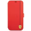 Ferrari FESAXFLBKP13SRE On Track Carbon Stripe Book Case per iPhone 13 mini, rosso