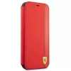 Ferrari FESAXFLBKP13SRE On Track Carbon Stripe Book Case per iPhone 13 mini, rosso