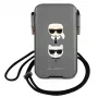 Karl Lagerfeld Ikonik Hardcase per Apple iPhone 12 Pro Max, grigio Saffiano PU, design Karl & Choupette Head