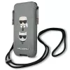 Karl Lagerfeld Ikonik Hardcase per Apple iPhone 12 Pro Max, grigio Saffiano PU, design Karl & Choupette Head