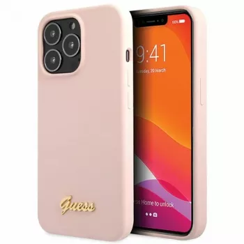 Guess Silicone Script Gold Logo Custodia rigida per Apple iPhone 13 Pro Max 6,7