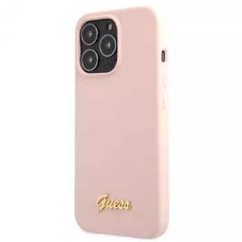 Guess Silicone Script Gold Logo Custodia rigida per Apple iPhone 13 Pro Max 6,7