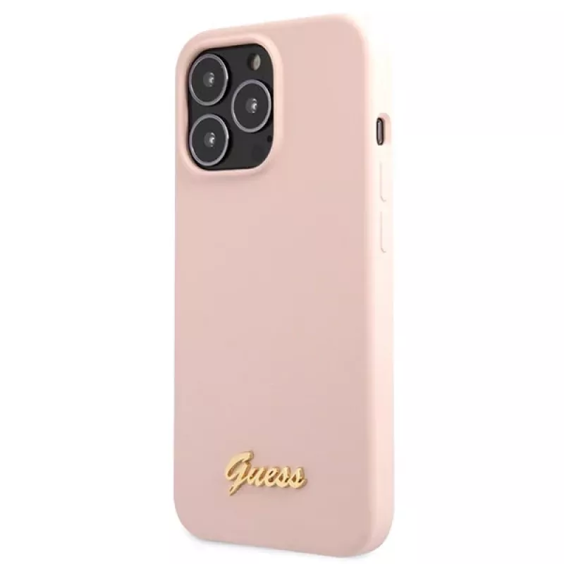 Guess Silicone Script Gold Logo Custodia rigida per Apple iPhone 13 Pro Max 6,7