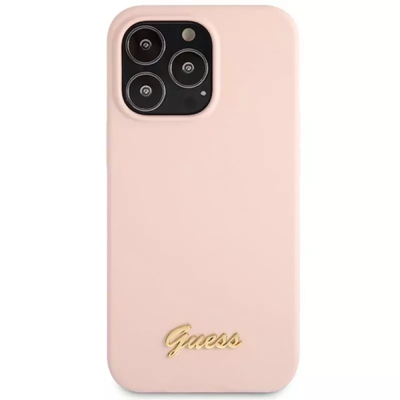 Guess Silicone Script Gold Logo Custodia rigida per Apple iPhone 13 Pro Max 6,7