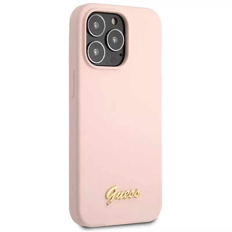 Guess Silicone Script Gold Logo Custodia rigida per Apple iPhone 13 Pro Max 6,7