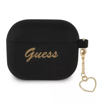 Guess GUA3LSCHSK AirPods 3 custodia in silicone nera Charm Heart Collection