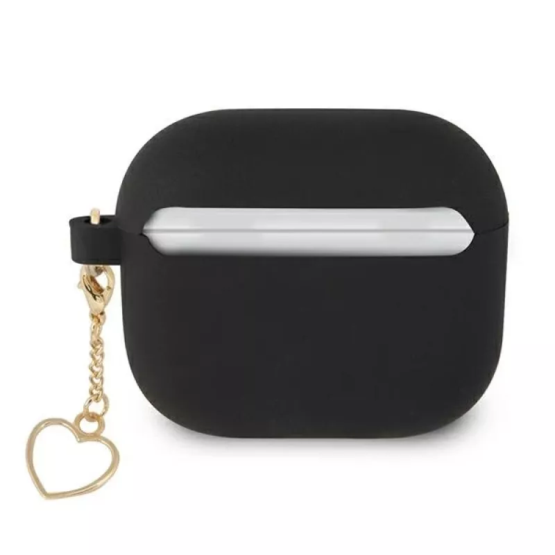 Guess GUA3LSCHSK AirPods 3 custodia in silicone nera Charm Heart Collection