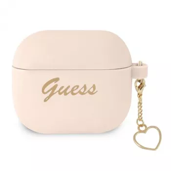 Guess GUA3LSCHSP Charm Heart Collection custodia in silicone per Apple AirPods 3ª generazione - rosa